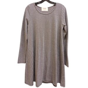 Puella Soft Knit Gray Print Long Sleeve Swing Dress Size Large